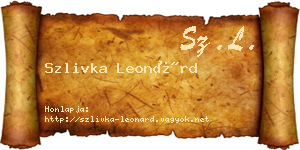 Szlivka Leonárd névjegykártya