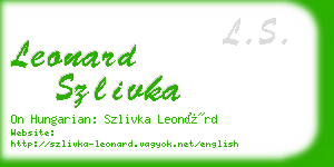 leonard szlivka business card